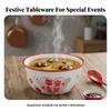 Red Festive Ceramic Dinnerware Set, Chinese Bowls Plates Chopsticks, Wedding