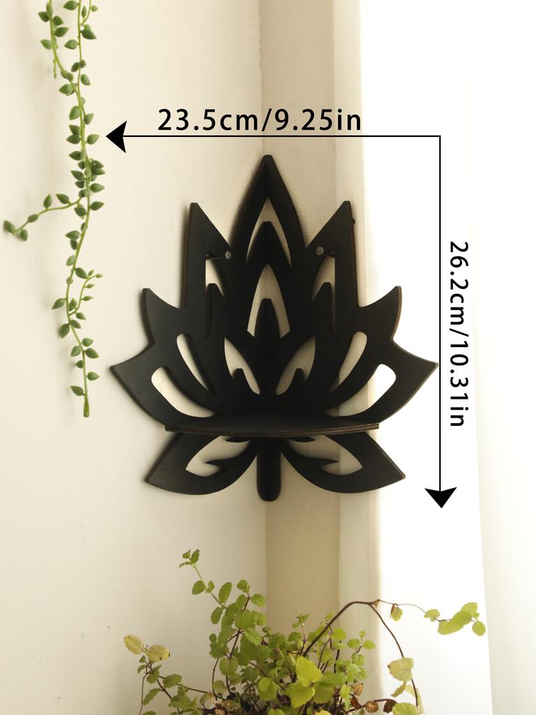 Lotus Corner Shelf Wooden Floating Shelf Boho Home Decoration Wall Shelves Display Stand Room Decors Aesthetic Crystal Holder