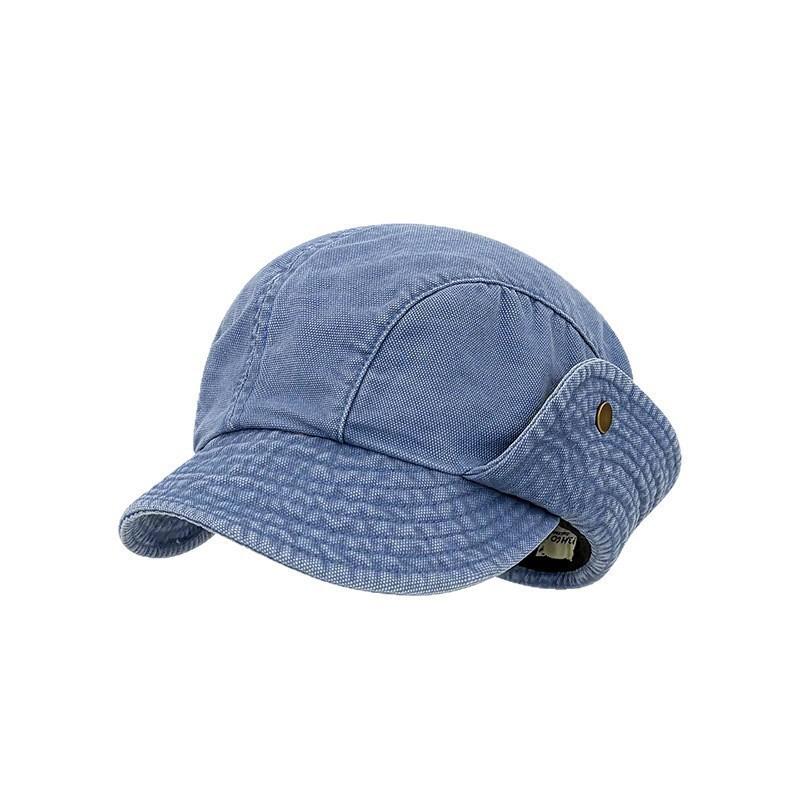 Washed denim tooling bucket hat women's summer new fashion retro small face big head circumference newsboy beret
