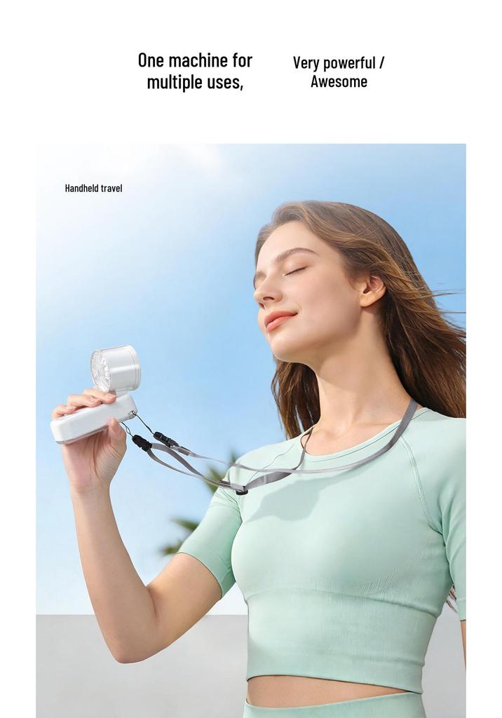 Rechargeable Handheld Neck-Hanging Mini Fan with Semiconductor Cooling and Long Battery Life