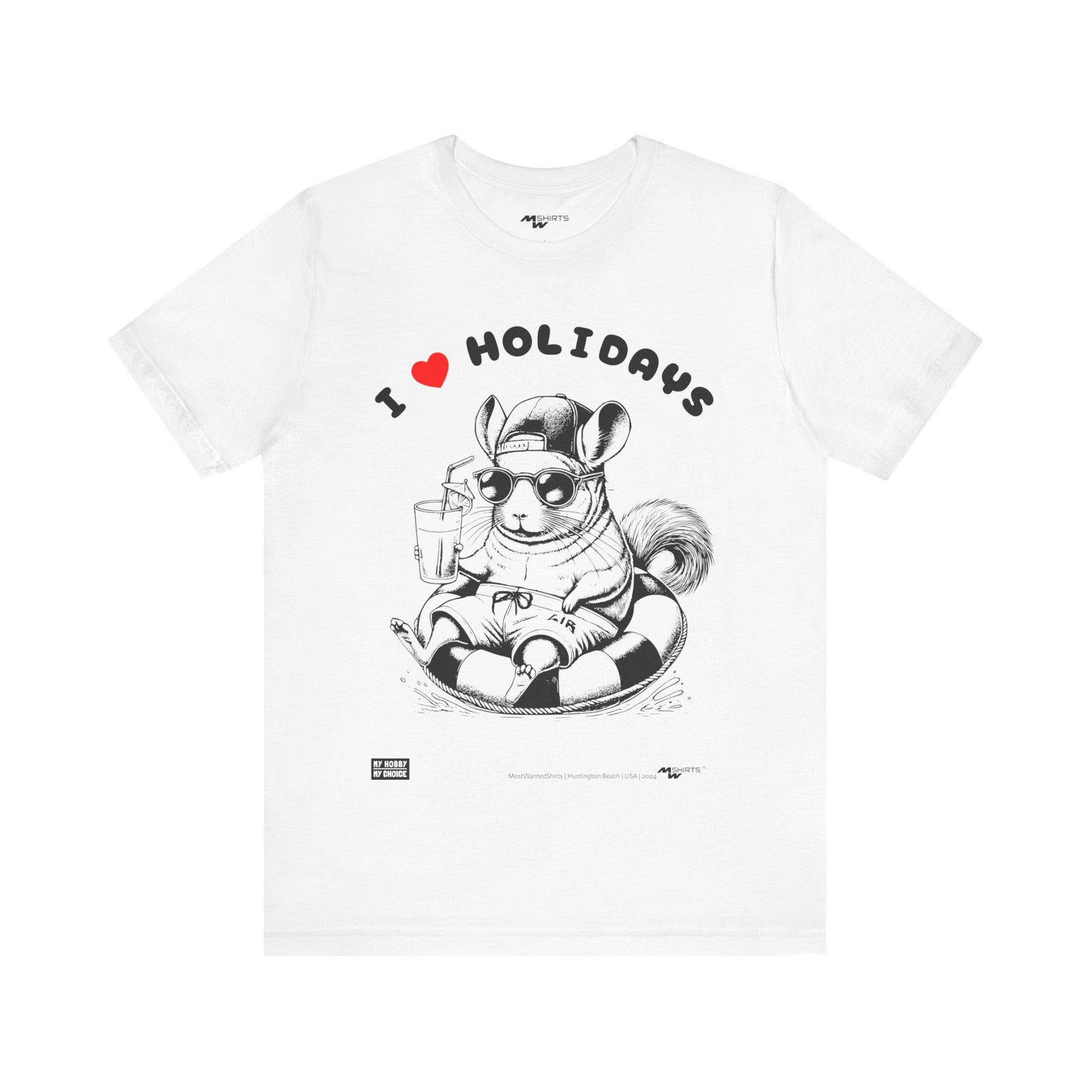 Holiday Chinchilla Tee: Engraved Style, I Love Holidays Design 4XL