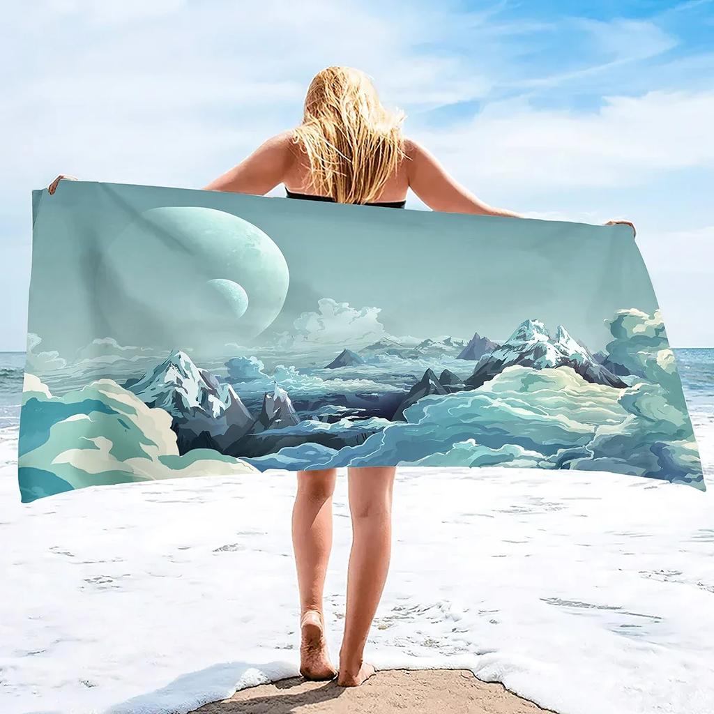 Microfiber Moon Beach Towel Oversized,Quick-dry Bath Towel,Super Absorbent Beach Towels Sandless for Bathroom Swim Sport Shower