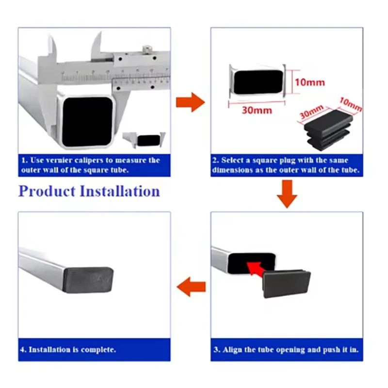 Tappo Finale Perforato in Plastica PP Ovale Nero Inserto per Tubo Gamba Mobile Accessori per Mobili 15x30mm-40x80mm