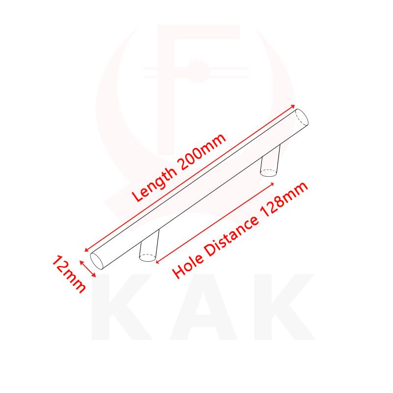 KAK 4" ~ 24'' Stainless Steel Kitchen Handles Diameter 12mm Cabinet Door Straight Handle T Bar Pulls Knobs Furniture Hardware