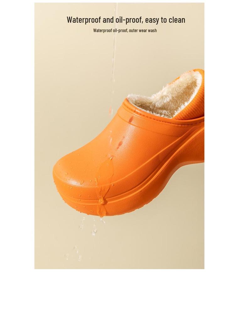 Damen Herbst/Winter Plüsch Rutschfeste Indoor-Hausschuhe mit Fersenkappe - Warm, Wasserdicht, Baumwollsohle für Zuhause & nach der Geburt.