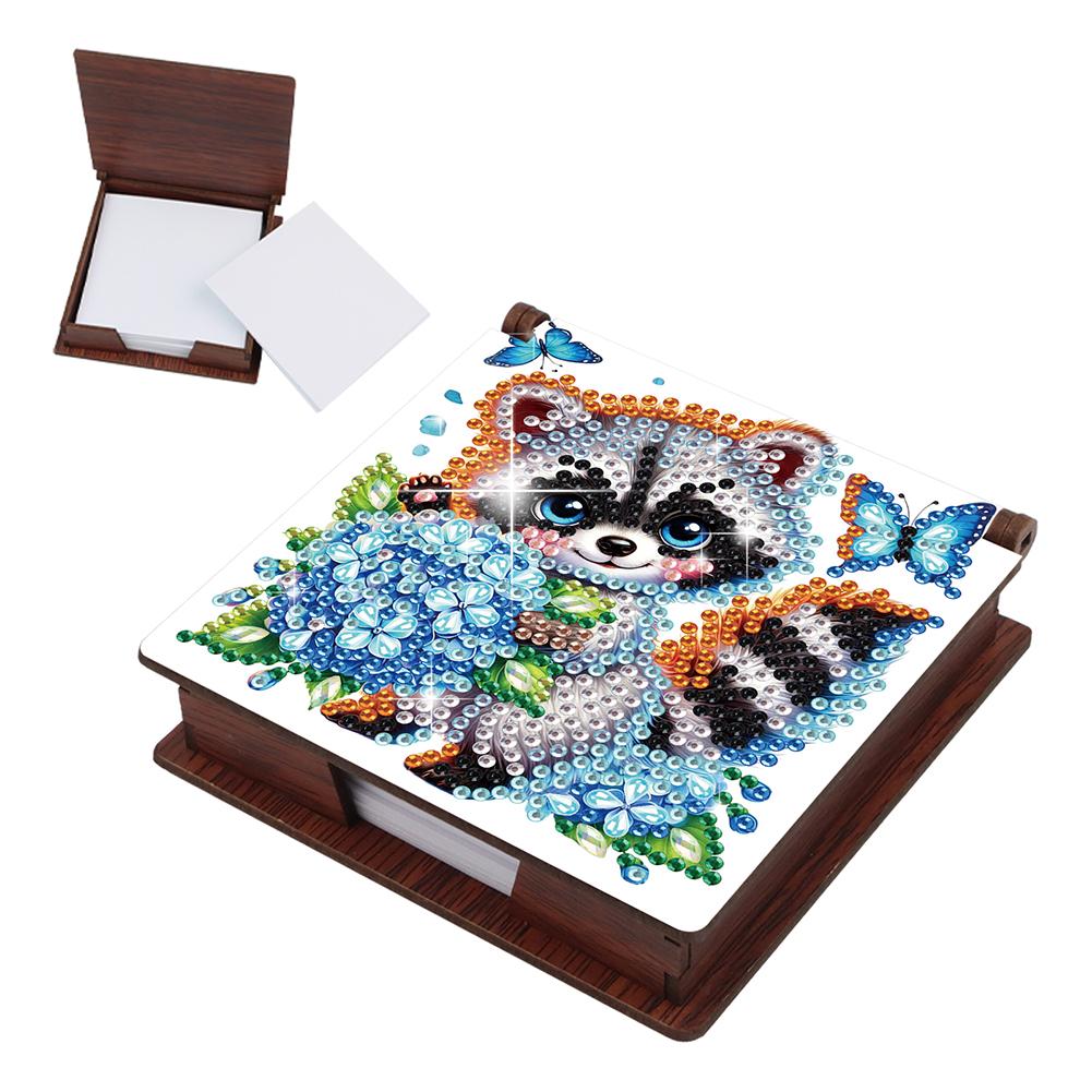 Animals Gem Painting Memo Pad Holder Mosaic Kit Contains 160 Sheets of Paper Rhinestones Post It Dispenser for Adults Beginners