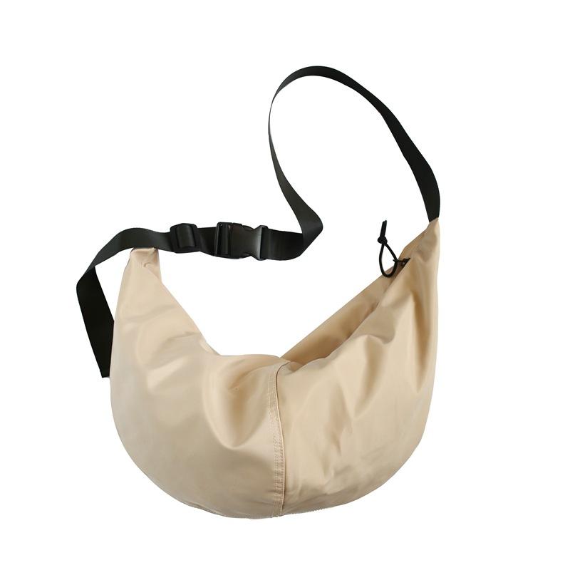 

Unisex Large Capacity Nylon Dumpling Bag Single Shoulder Crossbody Bag Waterproof City Simple Style Oxford Cloth Material бежевый