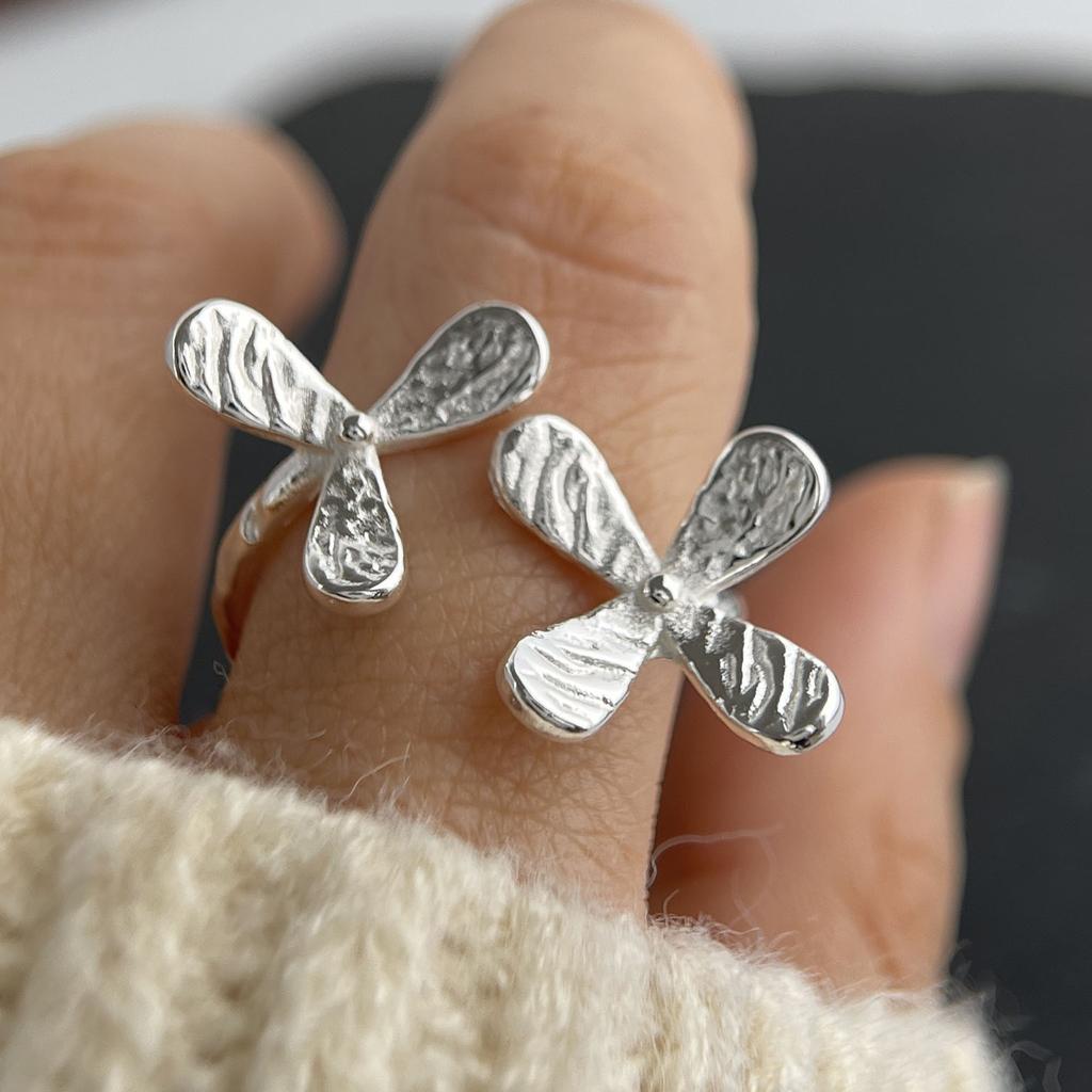 Xiaomi 925 Sterling Silver Rings for Women Couple Minimalist Handmade Simple Flower Heart Ring Fine Jewelry Gift Prevent Allergy