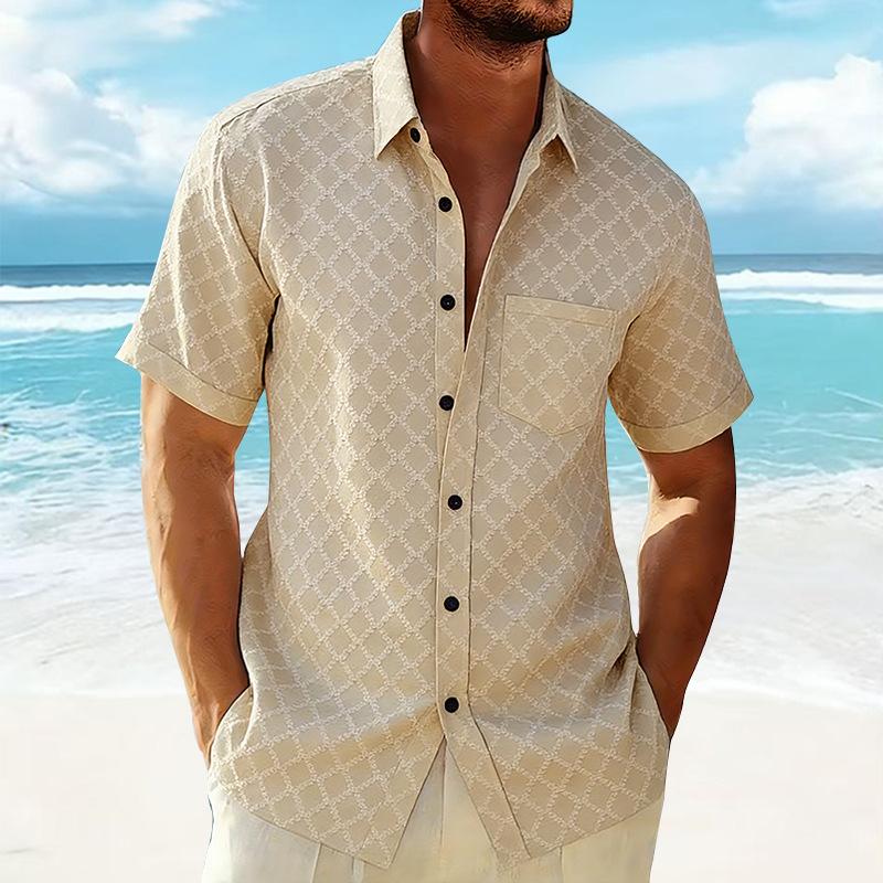 2026 New Model Loose Casual Turn-down Collar Half-sleeve Men's Shirt
