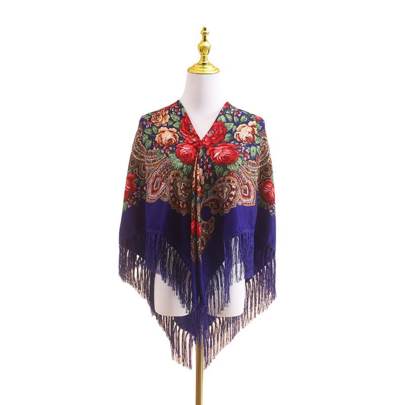 110 Schal Retro Klassisch Quadratischer Schal Warm und Schön Mehrfarbiger Schal