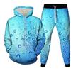 Funny Fresh Water Droplets on Purple Leaves Print Men's Hoodie Pants 2-Piece Outfits Men Hooded Sweatshirt Sets Tracksuit Suits