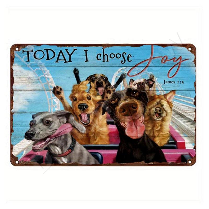 Dachshund Metal Tin Sign, Doberman Dog, Retro Art, Yorkie, Funny Pet Poster, Cafe, Kitchen, Home, Wall Decoration, Plaque Gif