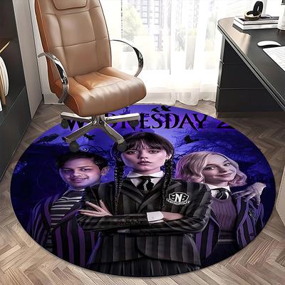 Wednesday Addams,Gothic Fashion Chair Mat Round Rug Office Carpet, Non Slip, Suitable for Living Rooms, Bedrooms Decor.1205255a