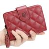 Women's Fashion Short Rhombus Wallet Pu Leather Tassel Zipper Card Holder Ladies Multi-card Coin Purse