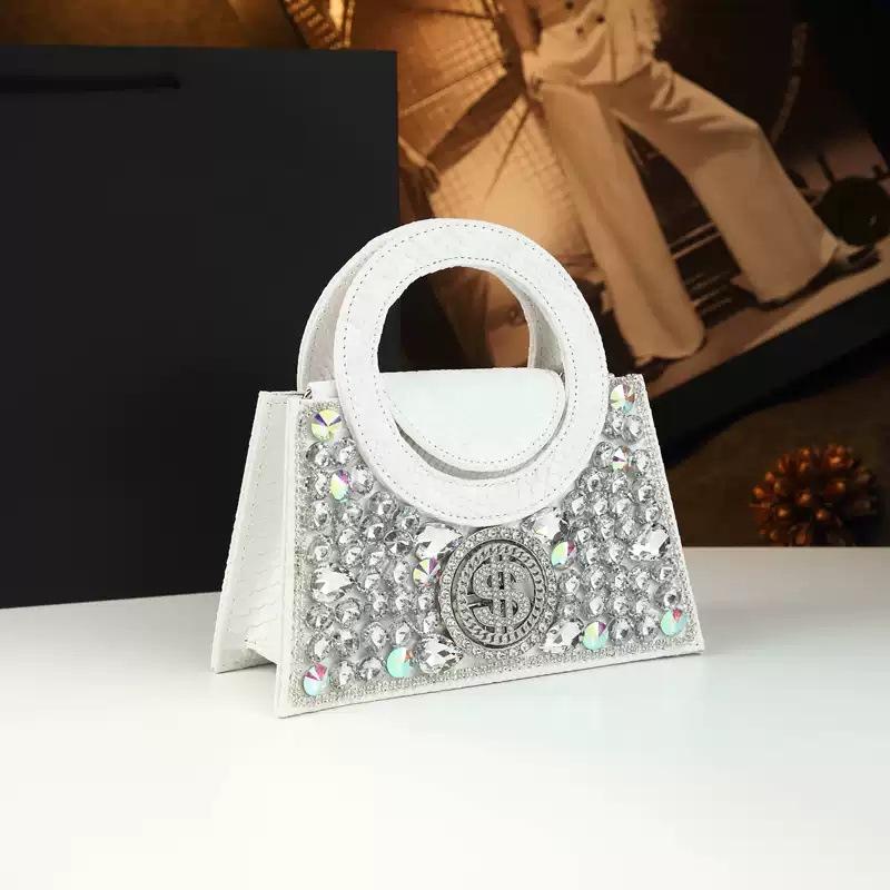 Nuova Borsa da Banchetto Full Diamond, Borsa da Sera Premium con Diamanti d'Acqua, Borsa a Mano a Tracolla con Diamanti, Borsa da Matrimonio Lucida