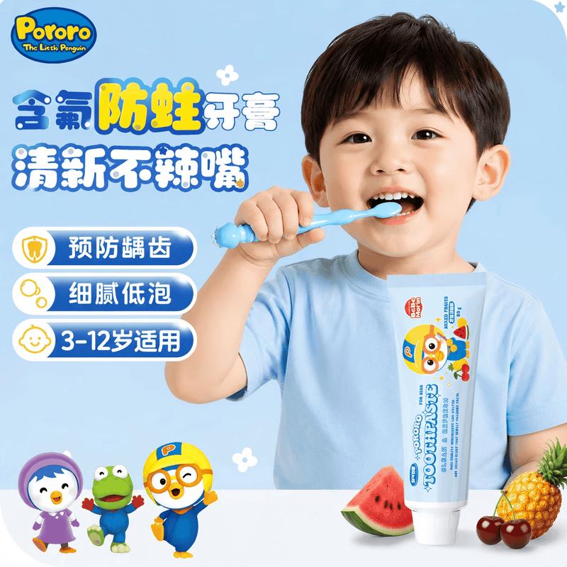 Pororo Kids Fluoride Toothpaste, Mixed Fruit, 2-Pack