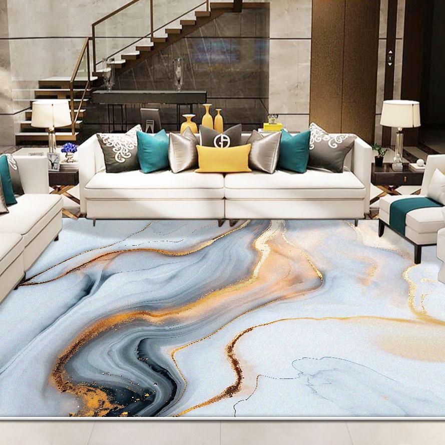Marble Style Rugs for Living Room Easy Clean Abstract Decoration Carpet Non-slip Sofa Area Floor Mat Bedroom Cloakroom Door Mats