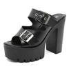 Gdgydh Block Heeled Sandals for Women Fashion Peep Toe Dress Pumps Stylish Double Buckle Strap Design High Heels Sandals Outdoor