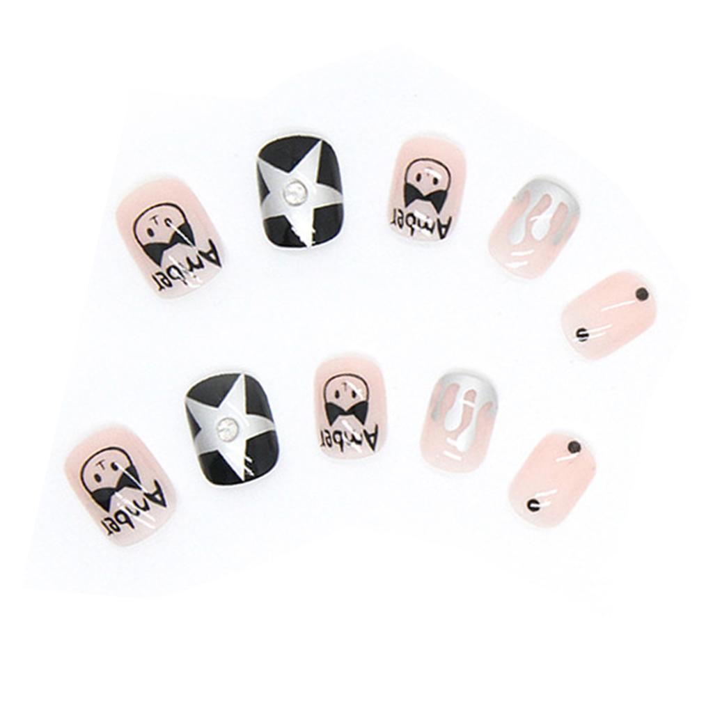 Black and Pink Fake Nails Good Workmanship Natural Appearance for Daily Nails Decoration