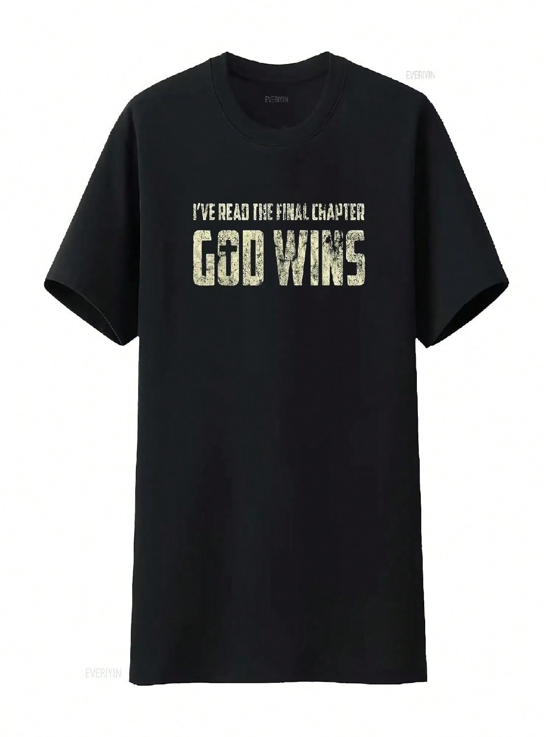 Wounisex I Ve Read The Final Chapter God Wins Distressed T Shirt Vintage Washed Versatile Fashion Soft Stretched Casual Graphic S разноцветный
