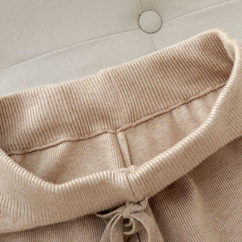 Drape High Waist Wide Leg Pants for Women Autumn Winter Casual Loose Knit Straight Leg Pants Lace-up Women Solid Trousers