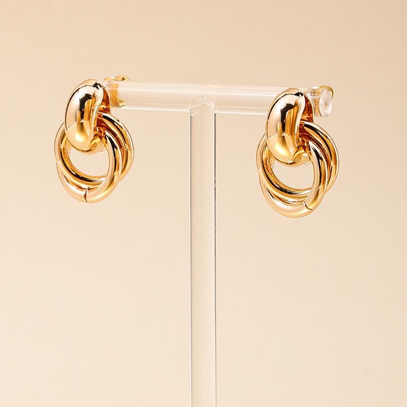 Fashionable Retro Double-Layer Wrapped Earrings With Textured Design, Versatile Earrings For Women'S Daily Wear.