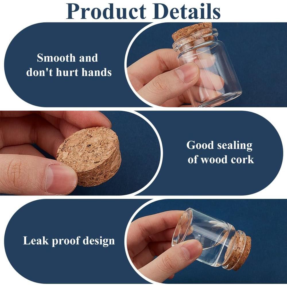 30ml Glass Bottles with Cork Stoppers, Tiny Glass Vials Corks Jars Mini Glass Bottles Small Decorative Bottle Art Crafts Storage