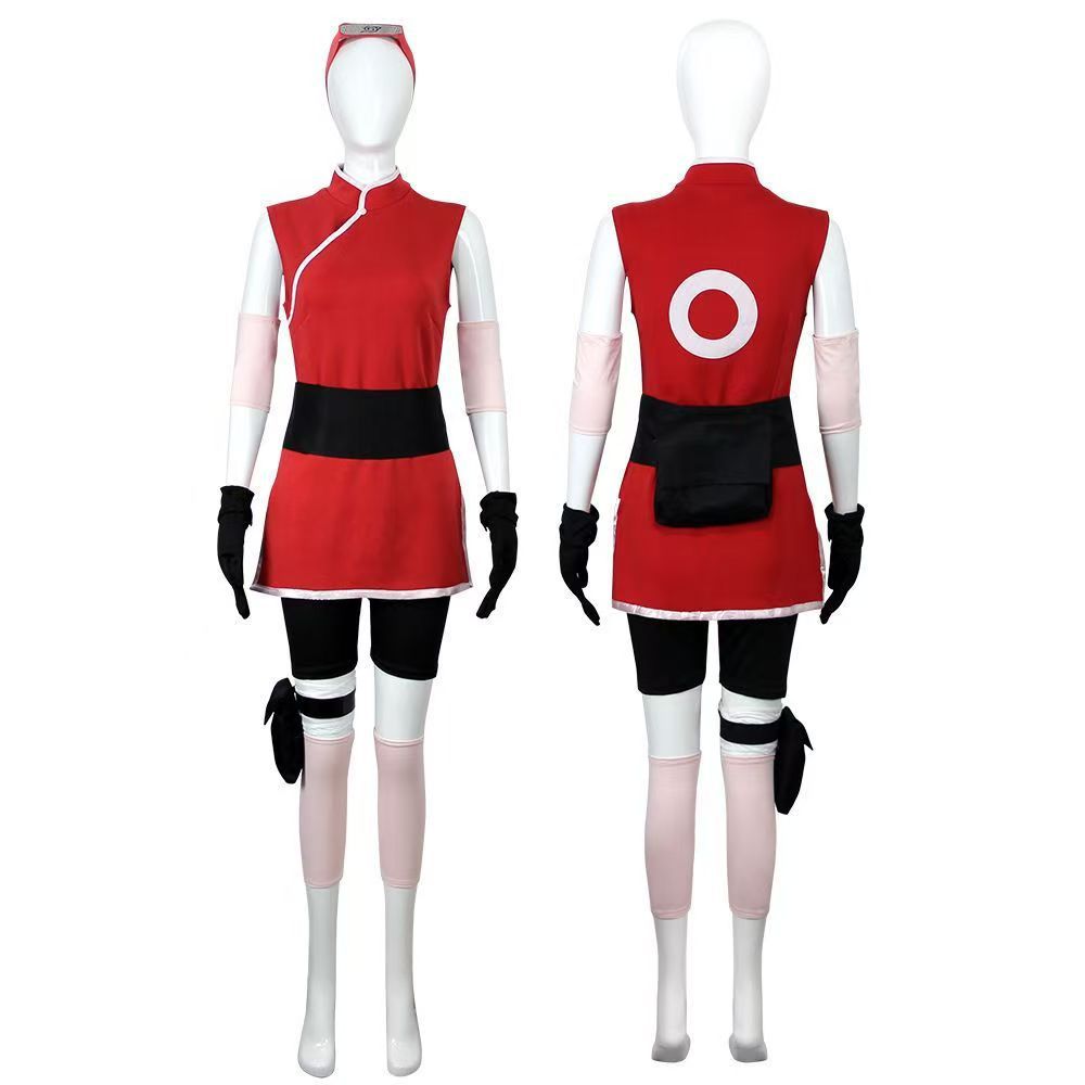 Ninja Storm Cosplay Kostüm Sakura Haruno Outfit Anime Rollenspiel Set Damen Schwarz Einheitsgröße