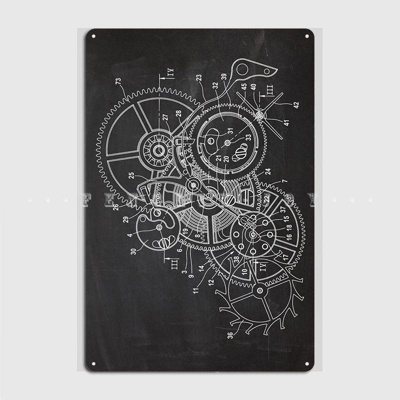 

Механизм часов, металлическая табличка, плакат, настенный пещерный клубный бар, ретро постер, жестяная вывеска, постер