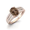 1.79 Ctw Oval Smoky Quartz 925 Sterling Silver Rose Vermeil Split Shank Women Engagement Ring