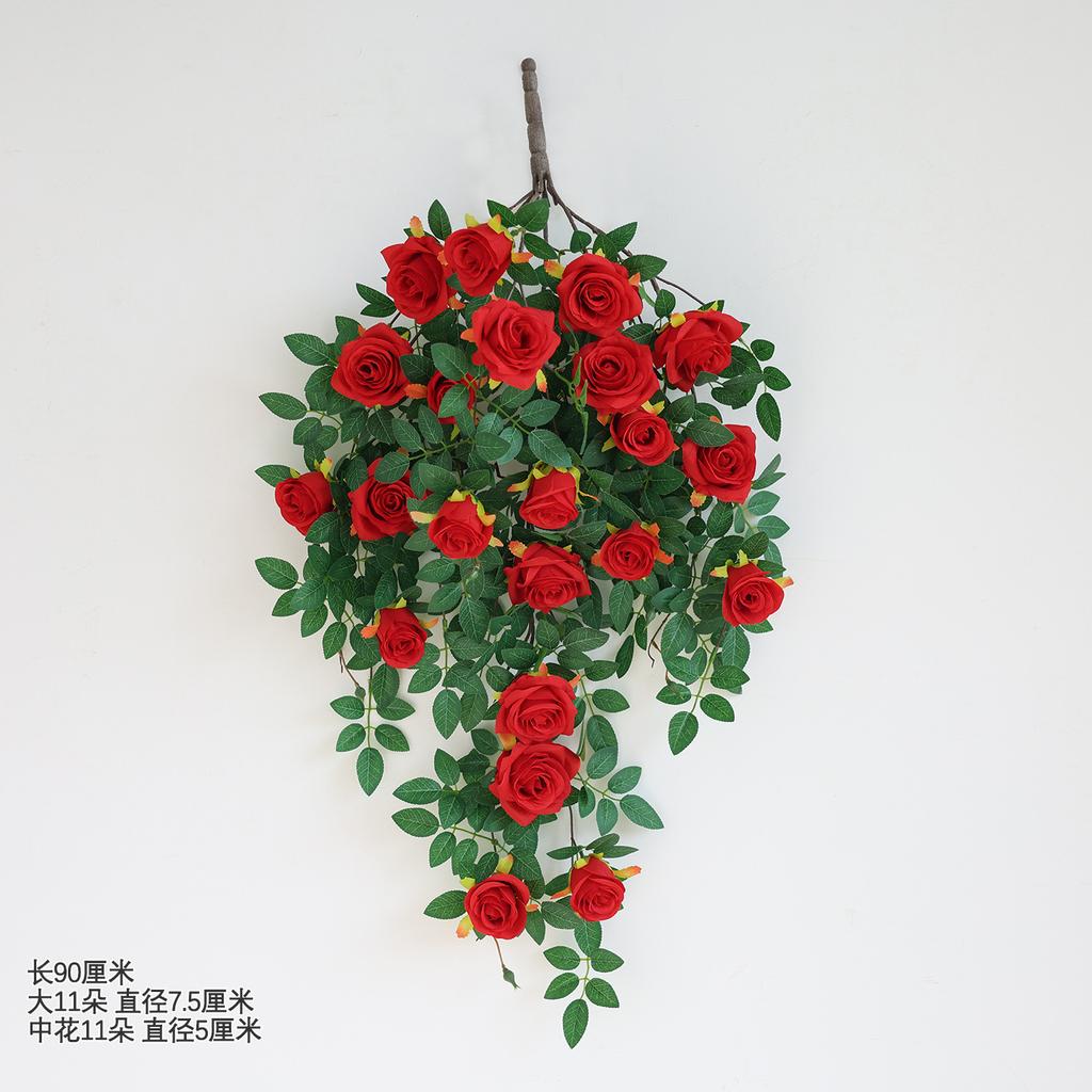 Simulated Rose Vine Bionic Wall Covering Hanging Decoration Green Plants Fake Flower Vine Wall Hanging Flowers Hanging Flowers