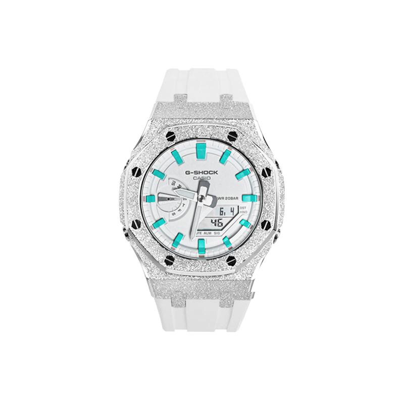 Casio Customized Watch Modified Series Waterproof 200m Luminous Quartz Unisex White Dial GA-2100-7A7