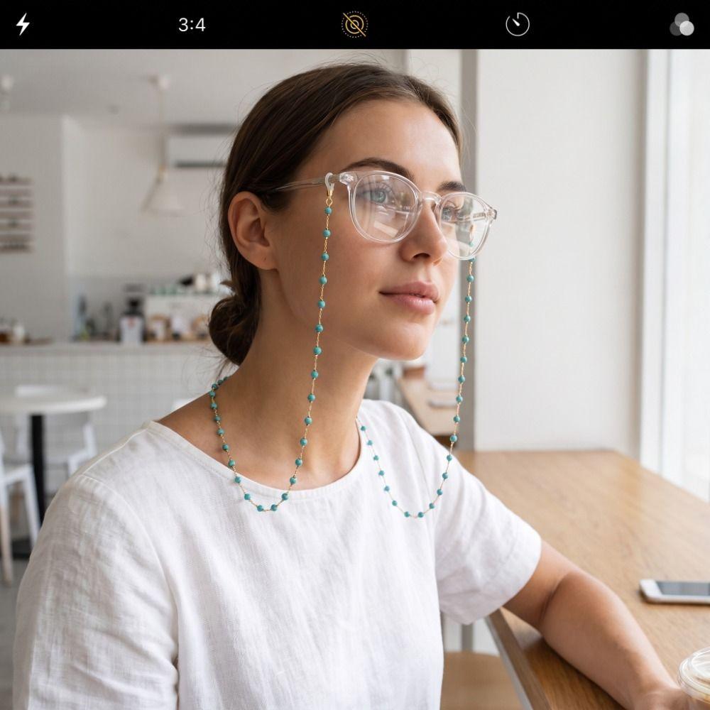 Anti-Lost Eyeglass Holder Necklace Turquoise Eyeglass Lanyard Beads Glasses Chain  Reading Glasses