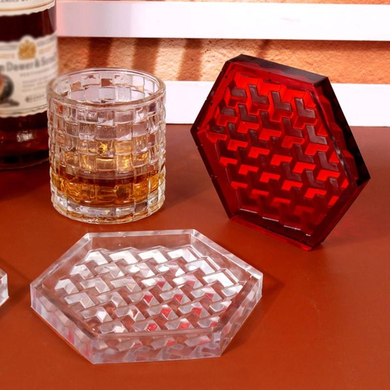 Gemeotric Hexagon Coaster Mold Resin Silicone Molds Diy Crystal Glues Storage Tray Mold for Making Fruit Storage Plate