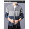 ROMON Men's Plush Thickened Colorblock Cardigan Sweater