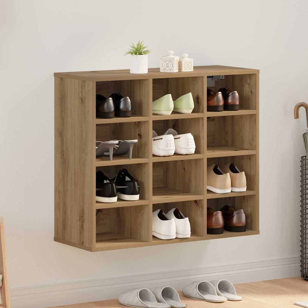 Shoe Cabinet 77.5 X 30 X 67 Cm Engineered Wood Artisan Oak