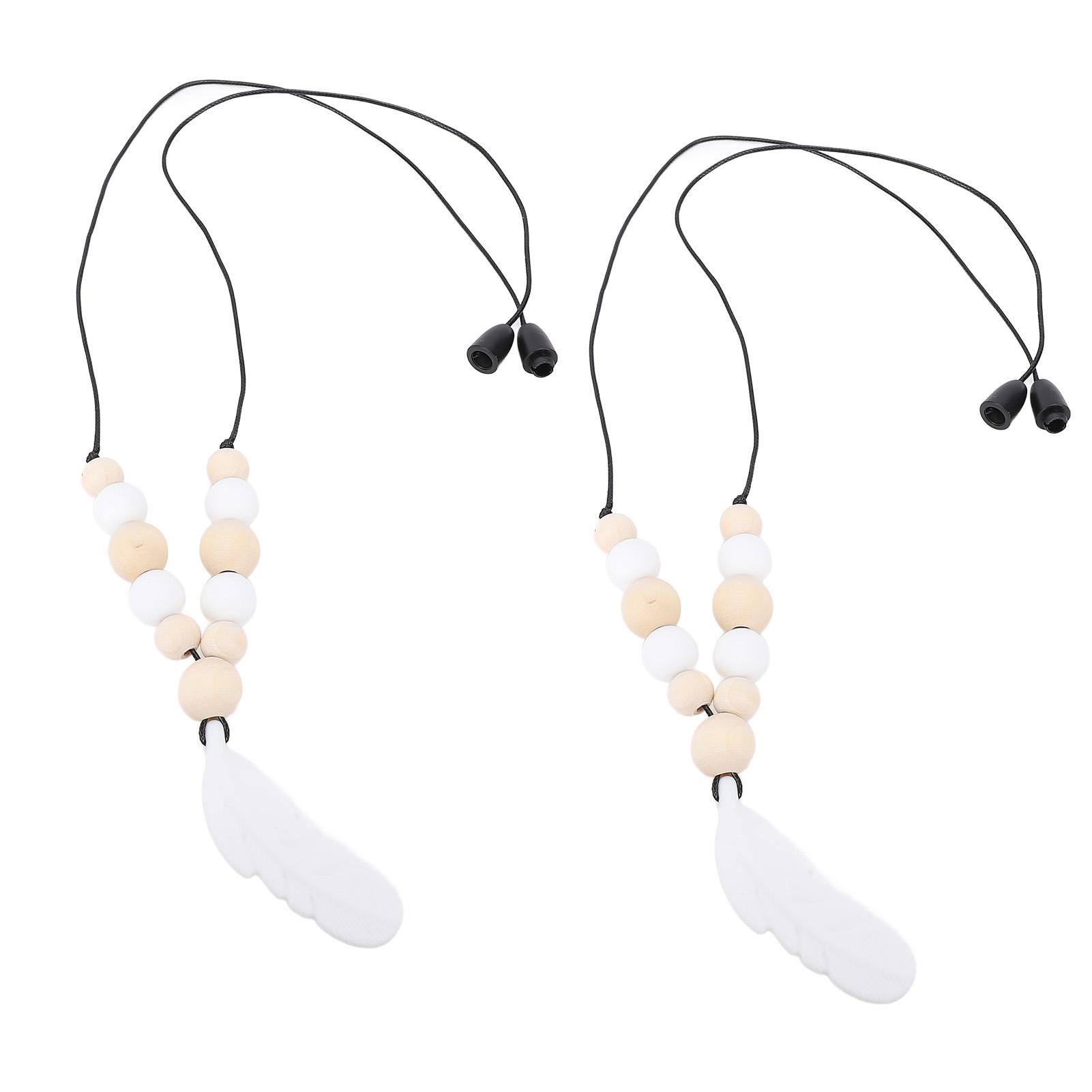 

2 шт. Сенсорное ожерелье Уменьшает грызение пальцев Мягкий силиконовый жевательный кулон Перо Сенсорный белый