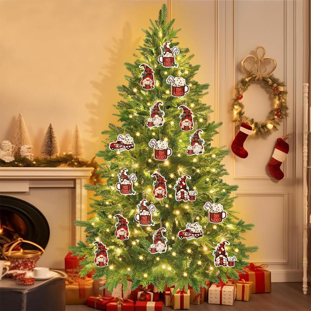12pcs Christmas Santa Gnomes Paper Pendants Christmas Decorations For Home 2026 Christmas Tree Ornaments Navidad New Year Gifts