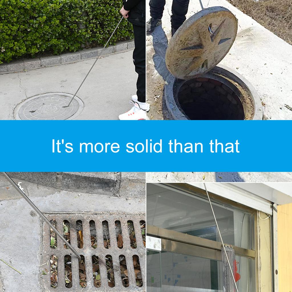 Stainless Steel Manhole Cover Hook Heavy Duty Lifter Manhole Hook Tool for Sewer and Drain Grates Safe and Easy Access