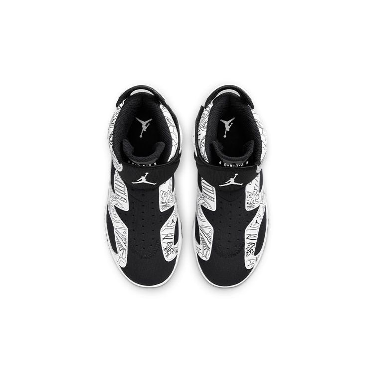 Jordan Air  6 Retro Little Flex SE Bequeme Trendige Colorblock High-Top Kinder Basketballschuhe Schwarz und Weiß Graffiti Kinder Sneaker DC4103-001