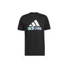 Men's Logo Cartoon Pattern Printing Round Neck Short Sleeve Black T-Shirt HE4837