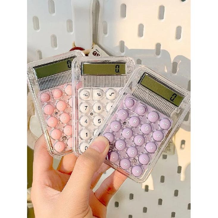 Mini Calculator 8-Digit LCD Display Transparent Portable Calculator for Students