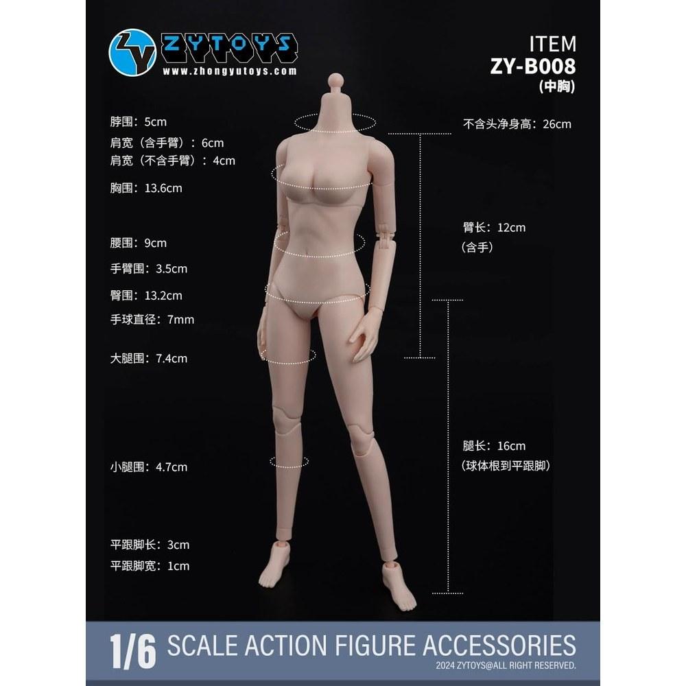TOYBARJAPAN 1/6 Scale Action Figure ZYTOYS ZY-B008 Female Body Pearl White Skin Asian and Western Beauty