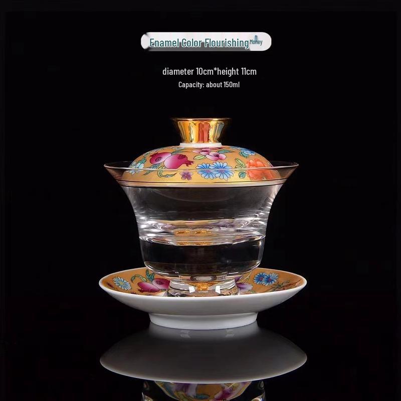 Xu Mo Xuan Prosperity Enamel Glass Gaiwan with Lid