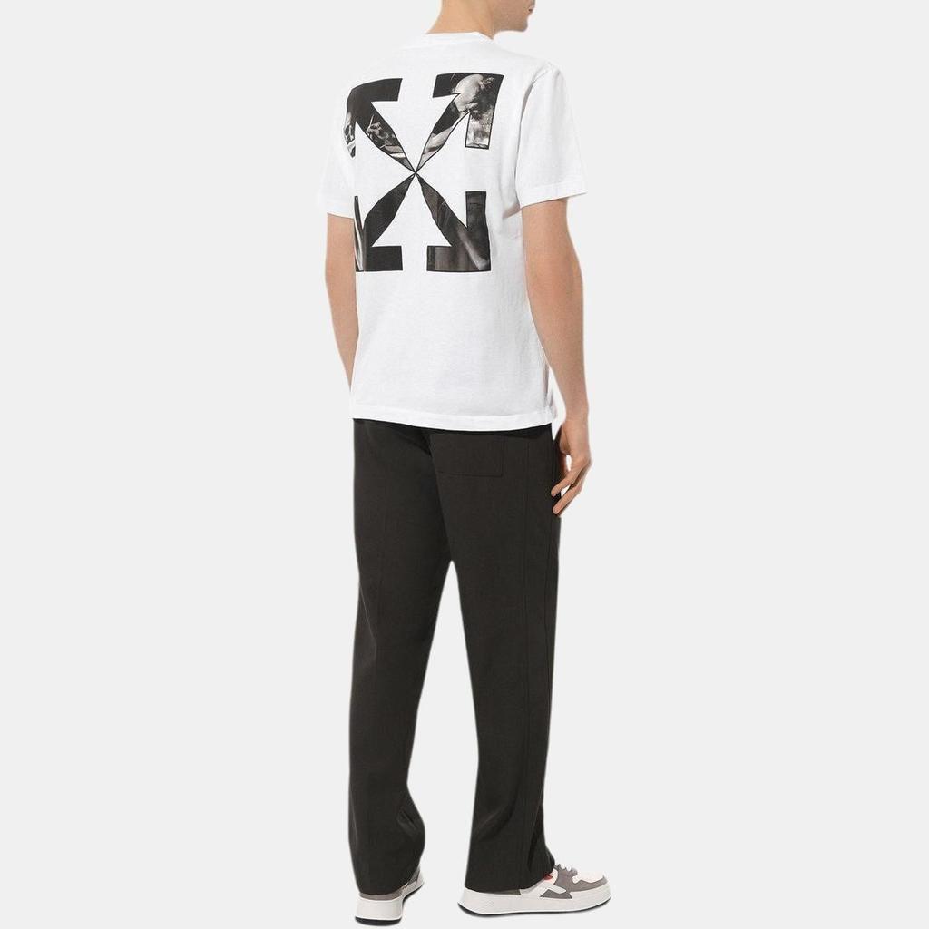 OFF WHITE Text Logo Caravaggio Saint Jerome Writing Arrows Slim Fit T Shirt OMAA027C99JER0030110
