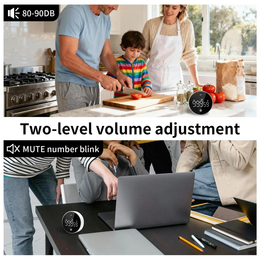 Smart Digital Timer with Magnetic Back, 999-Minute Countdown Clock, Large LCD Display Time Management Tool for Study Cooking