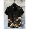 Camicia da Uomo a Maniche Corte con Stampa Ondulata, Design alla Moda, Top Estivo da Uomo, Camicia Hawaiana Casual Trendy per le Vacanze