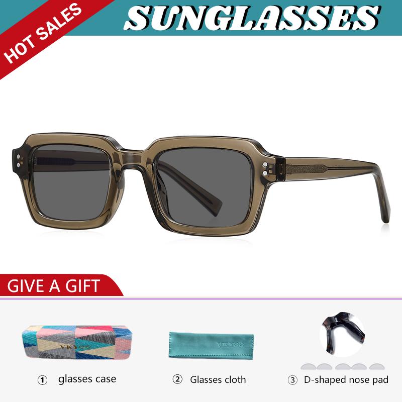 GENEVIEVE Simple Geometric Square Box Photochromic Anti-blue Light Glasses Polarized Sunglasses Can Be Customized Prescription