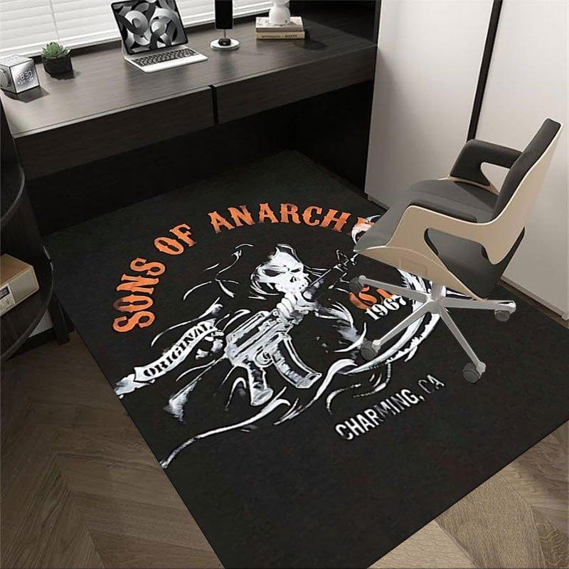 1pc Sons of Anarchy themed Office Carpet Chair Mats - durable polyester rug for home theater, office, dorm room decor - tA59 60cm by 90cm