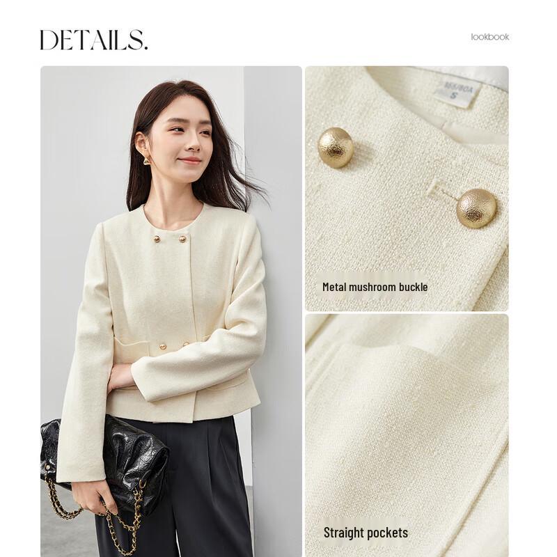 Shangdubila Women's Chic Tweed-Style Cardigan Jacket